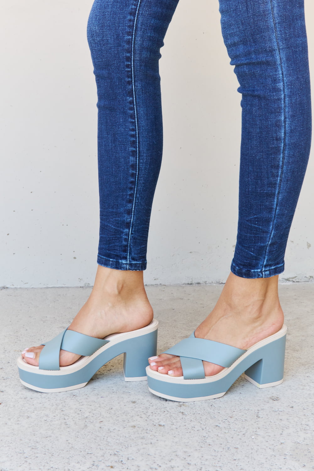 Weeboo Cherish The Moments Contrast Platform Sandals in Misty Blue-Teresa&#39;s Fashionista LLC