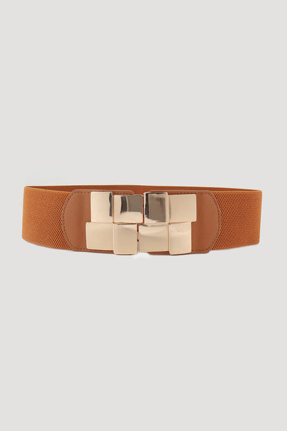 Geometric Buckle Elastic Wide Belt-Teresa&#39;s Fashionista LLC