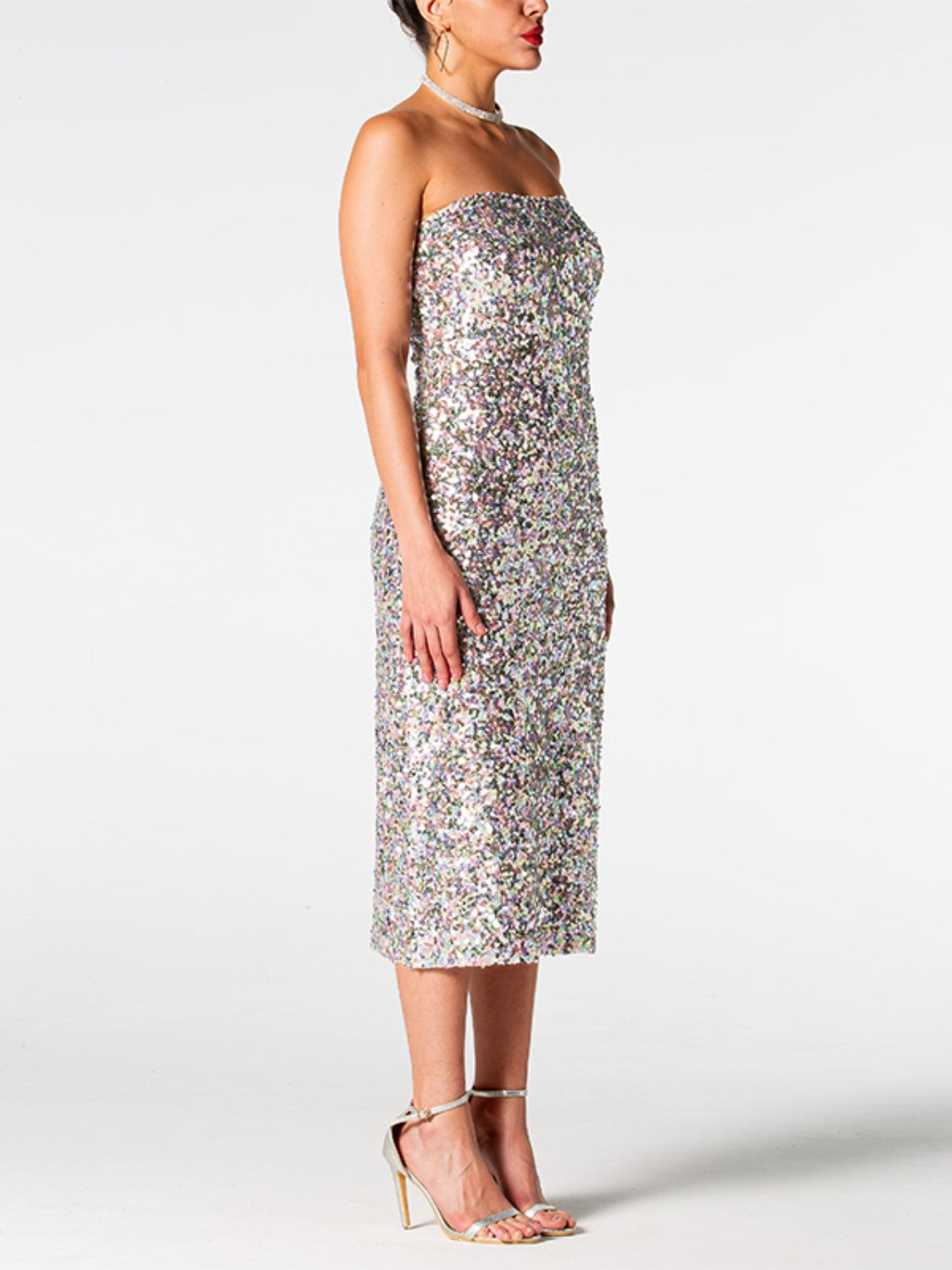 Sequin Straight Neck Midi Wrap Dress-Teresa&#39;s Fashionista LLC