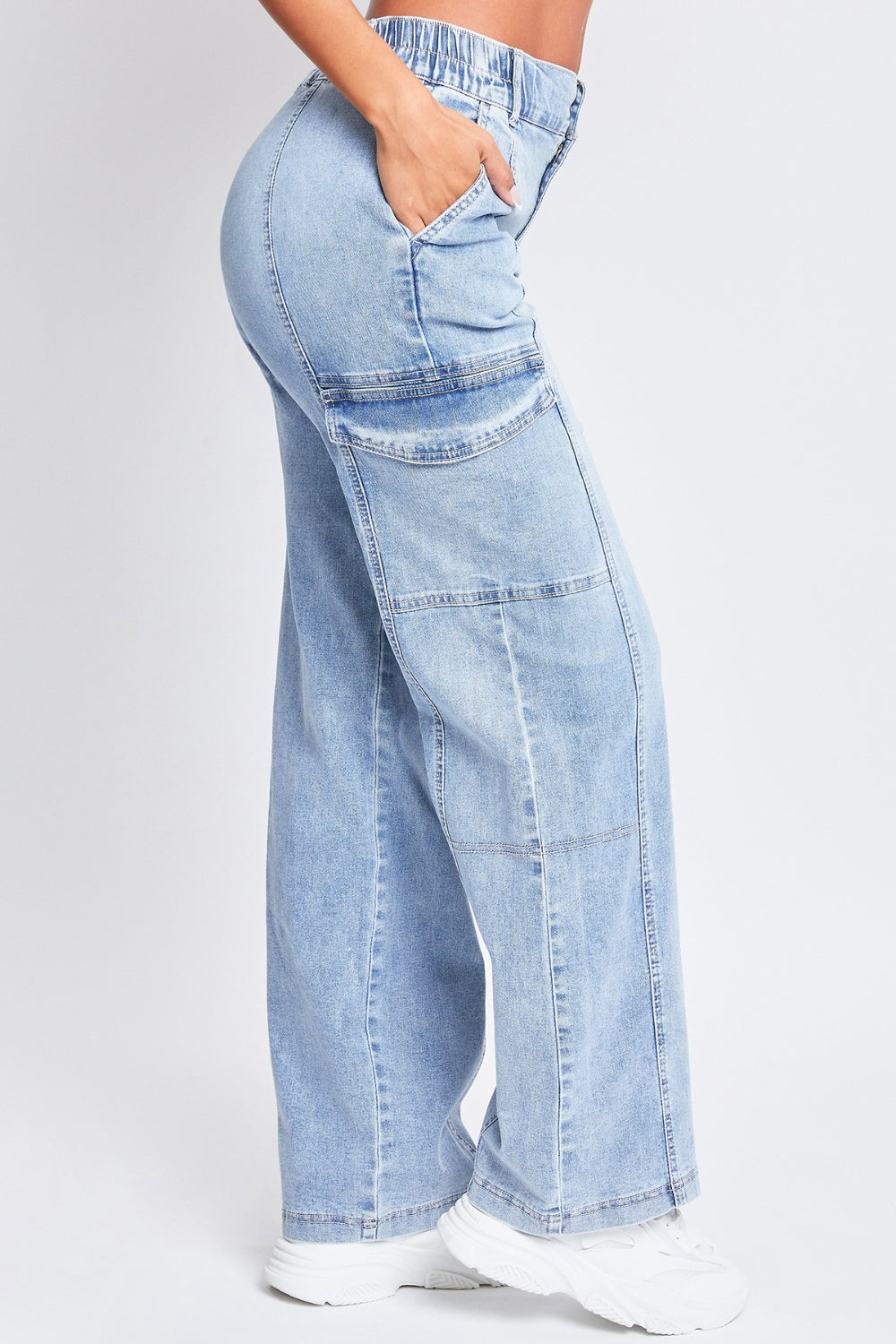 YMI Jeanswear High-Rise Straight Cargo Jeans-Teresa&#39;s Fashionista LLC