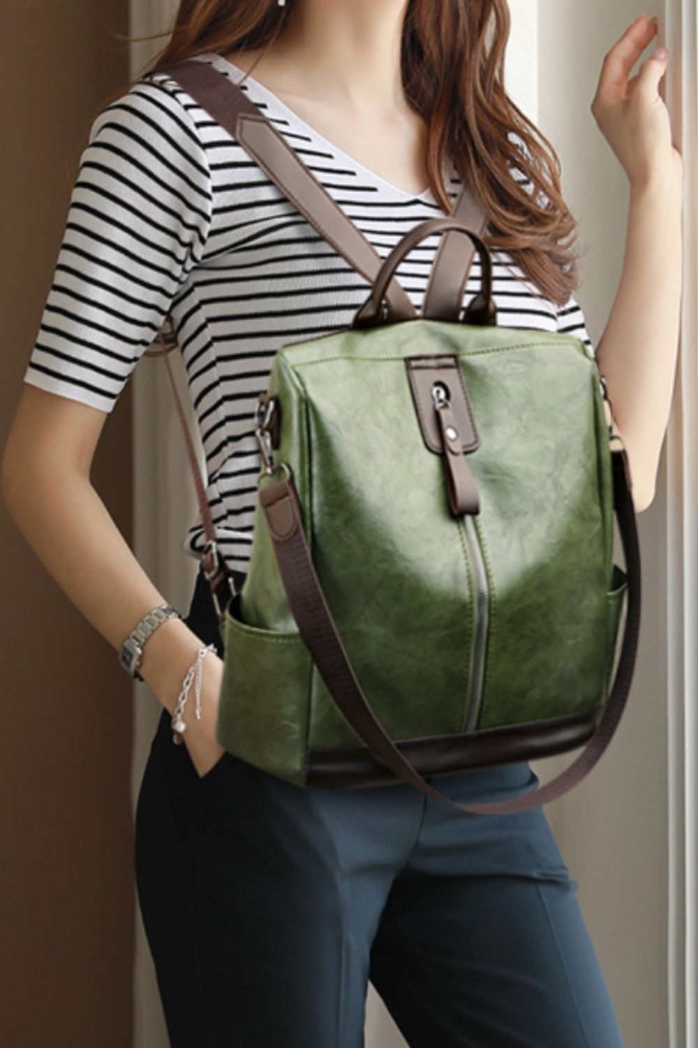 PU Leather Large Backpack Bag-Teresa&#39;s Fashionista LLC