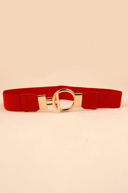 Circle Shape Buckle Zinc Alloy Buckle PU Leather Belt-Teresa&#39;s Fashionista LLC