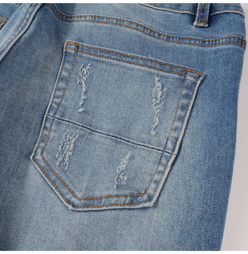 Men's Trendy Brand Frayed Denim Patch-Teresa&#39;s Fashionista LLC