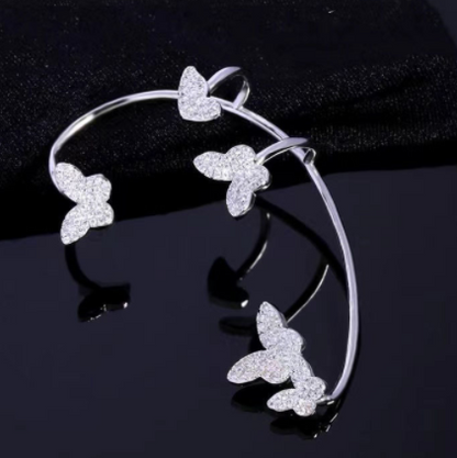 Full Diamond Butterfly Earrings Female Temperament Without Pierced Super Fairy-Teresa&#39;s Fashionista LLC