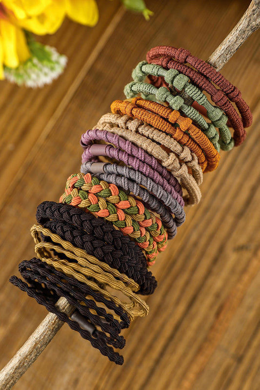 Orange Multicolour 20pcs Boho Knotted Hair Ties - Teresa's Fashionista LLC