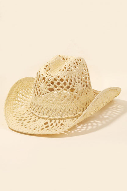 Fame Straw Weave Rope Ribbon Cowboy Hat-Teresa&#39;s Fashionista LLC