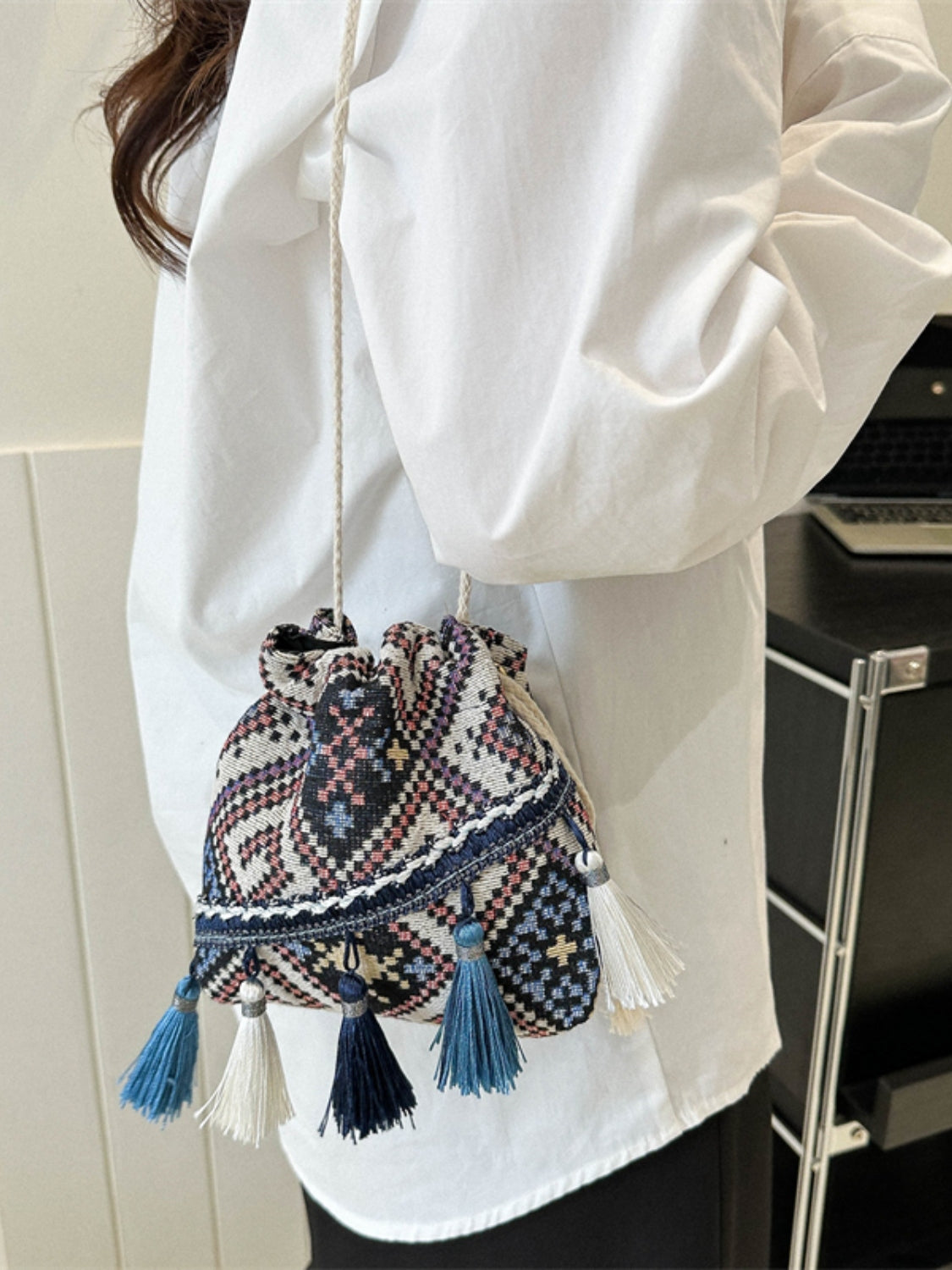 Tassel Spaghetti Strap Shoulder Bag-Teresa&#39;s Fashionista LLC