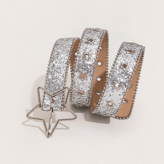 PU Leather Star Shape Buckle Belt-Teresa&#39;s Fashionista LLC