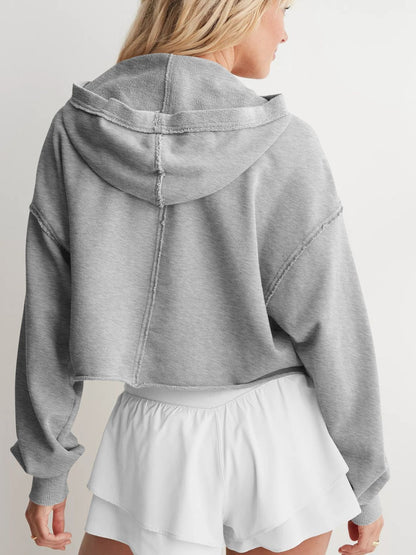 Exposed Seam Long Sleeve Hoodie