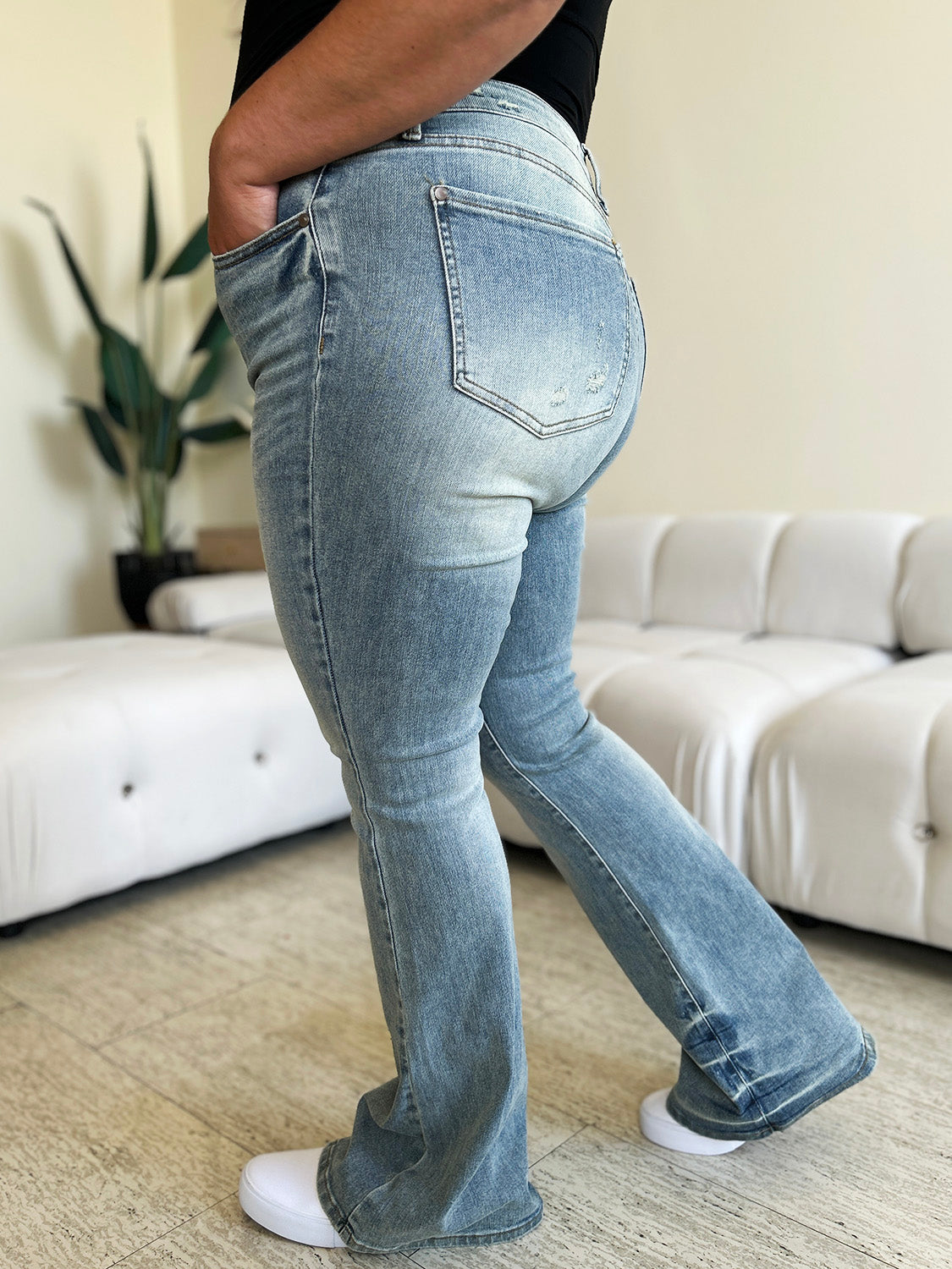 Judy Blue Full Size High Waist Flare Jeans-Teresa&#39;s Fashionista LLC