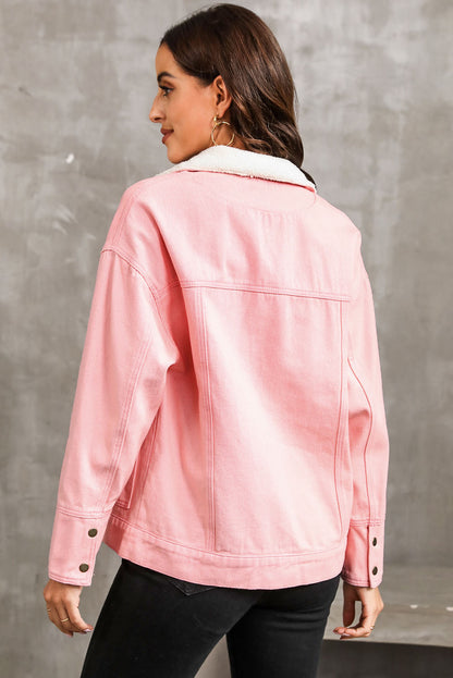 Snap Down Dropped Shoulder Denim Jacket-Teresa&#39;s Fashionista LLC