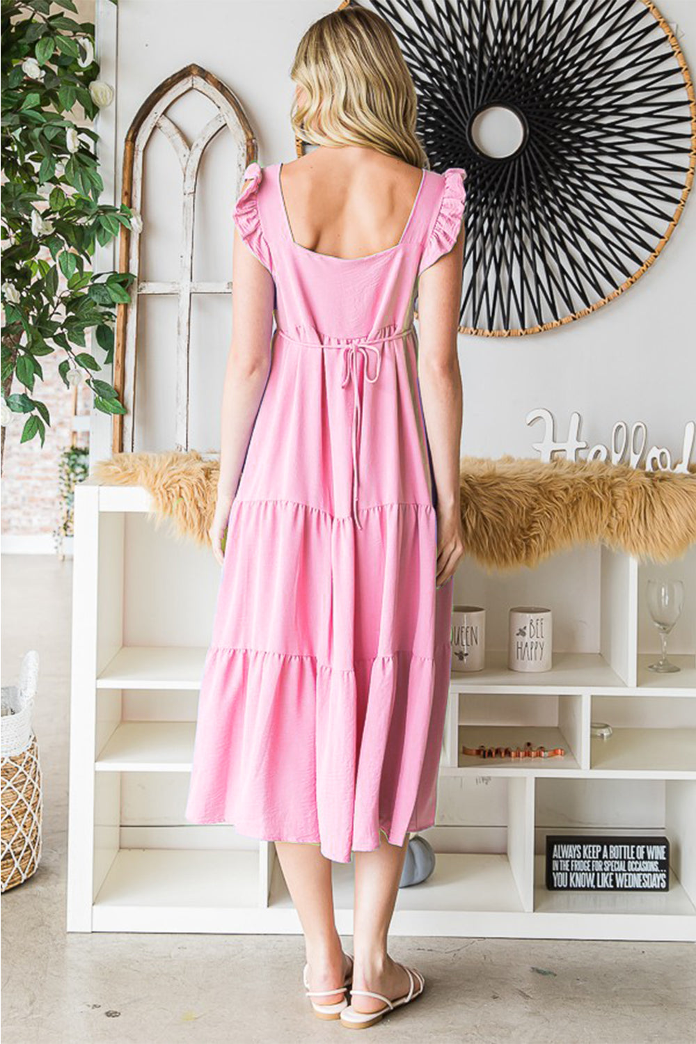 Reborn J Ruffled Sleeveless Tiered Midi Dress-Teresa&#39;s Fashionista LLC