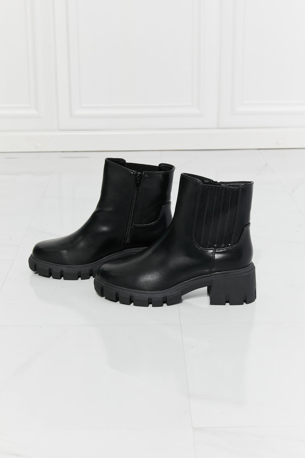 MMShoes What It Takes Lug Sole Chelsea Boots in Black-Teresa&#39;s Fashionista LLC