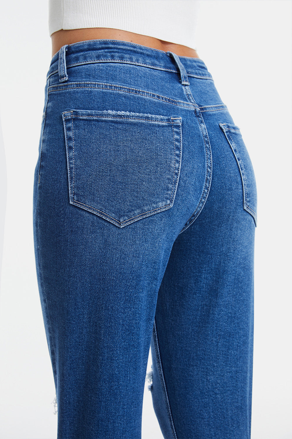 BAYEAS Full Size Distressed High Waist Mom Jeans-Teresa&#39;s Fashionista LLC