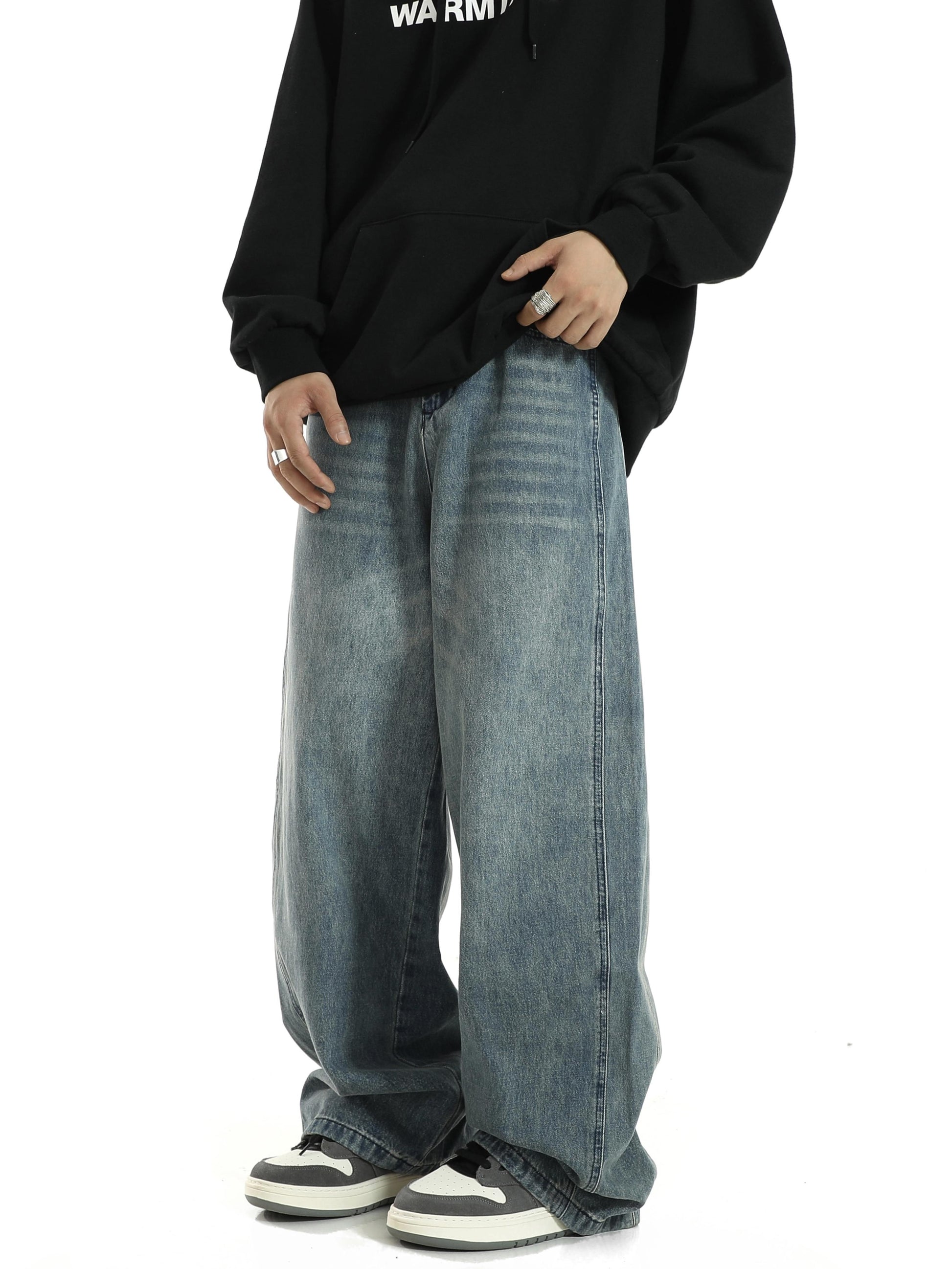 Retro Versatile Wide Leg Jeans Men's New Loose-Teresa&#39;s Fashionista LLC