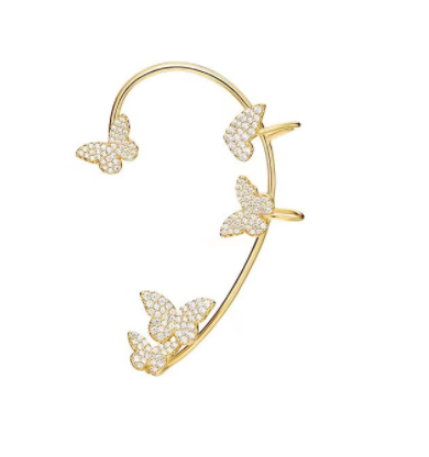 Full Diamond Butterfly Earrings Female Temperament Without Pierced Super Fairy-Teresa&#39;s Fashionista LLC