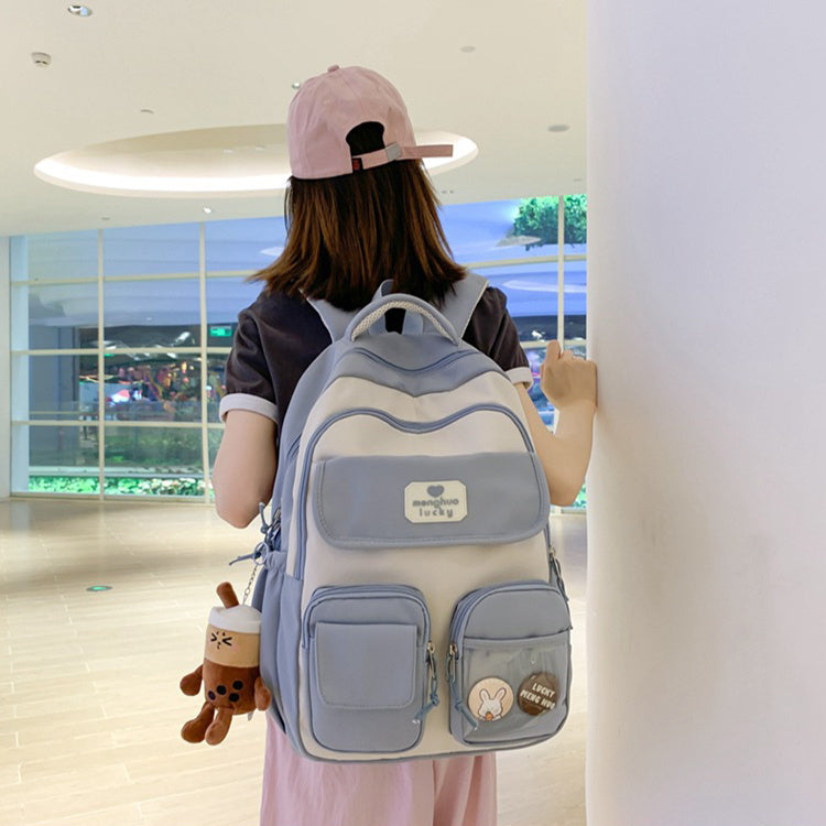 Cute Campus Backpack Large Capacity Multi-pocket Bags Women Primary Junior High School Students Schoolbags-Teresa&#39;s Fashionista LLC