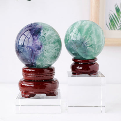 Natural Feather Fluorite Crystal Ball-Teresa&#39;s Fashionista LLC