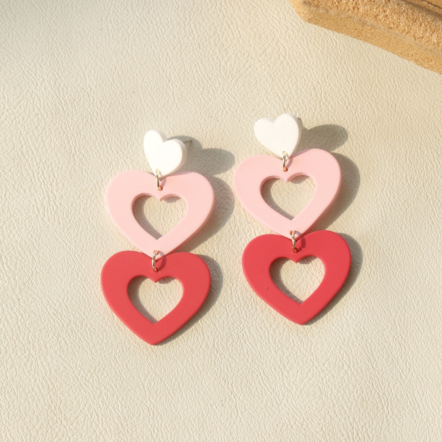 Cutout Heart Acrylic Dangle Earrings-Teresa&#39;s Fashionista LLC