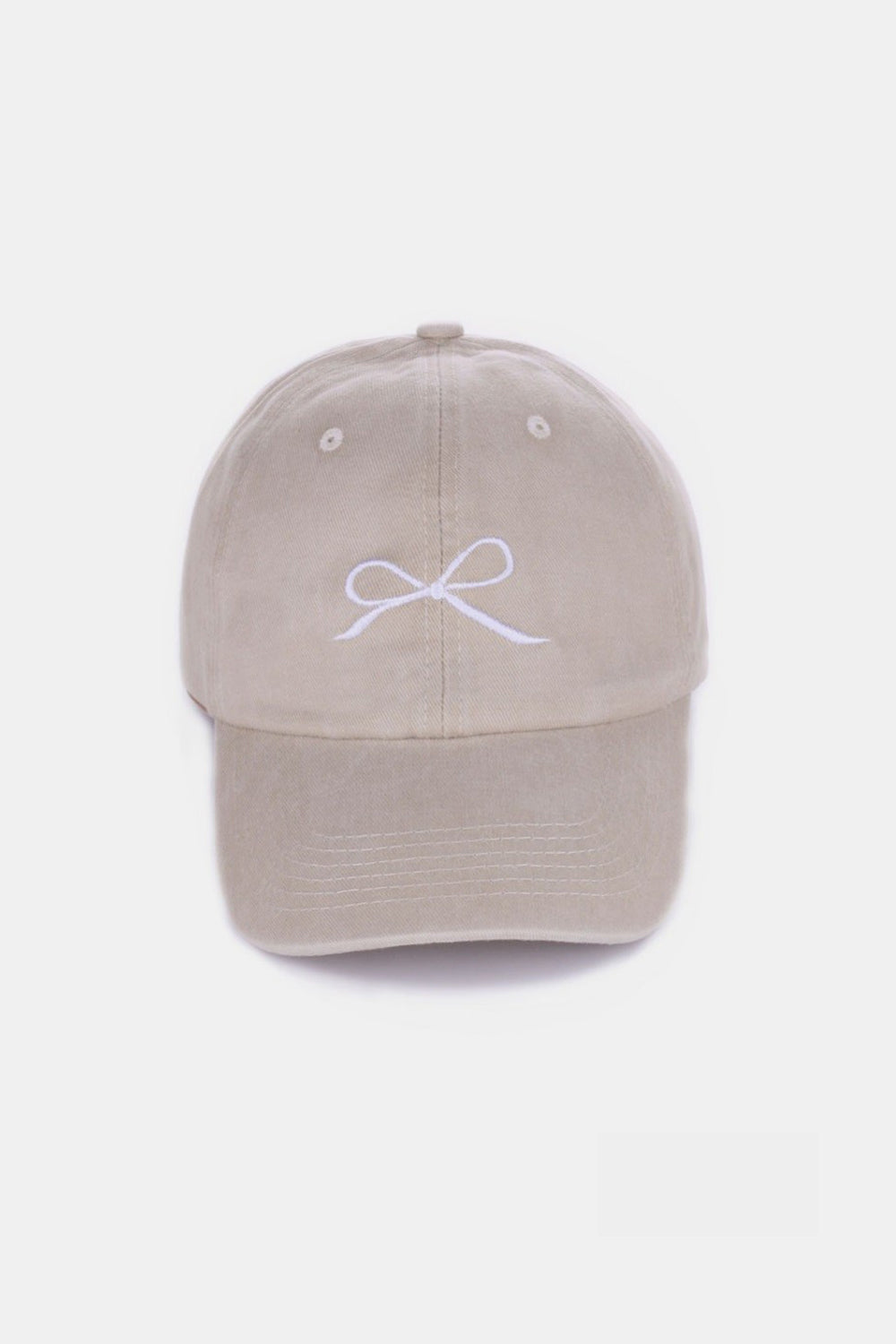 Zenana Bow Embroidered Washed Cotton Caps-Teresa&#39;s Fashionista LLC