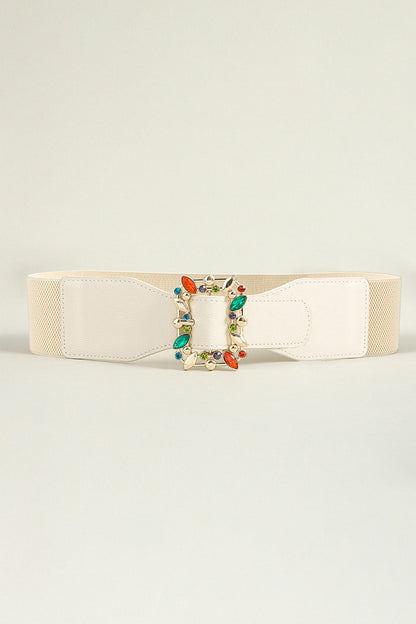 Multicolored Leaf Buckle Elastic Belt-Teresa&#39;s Fashionista LLC