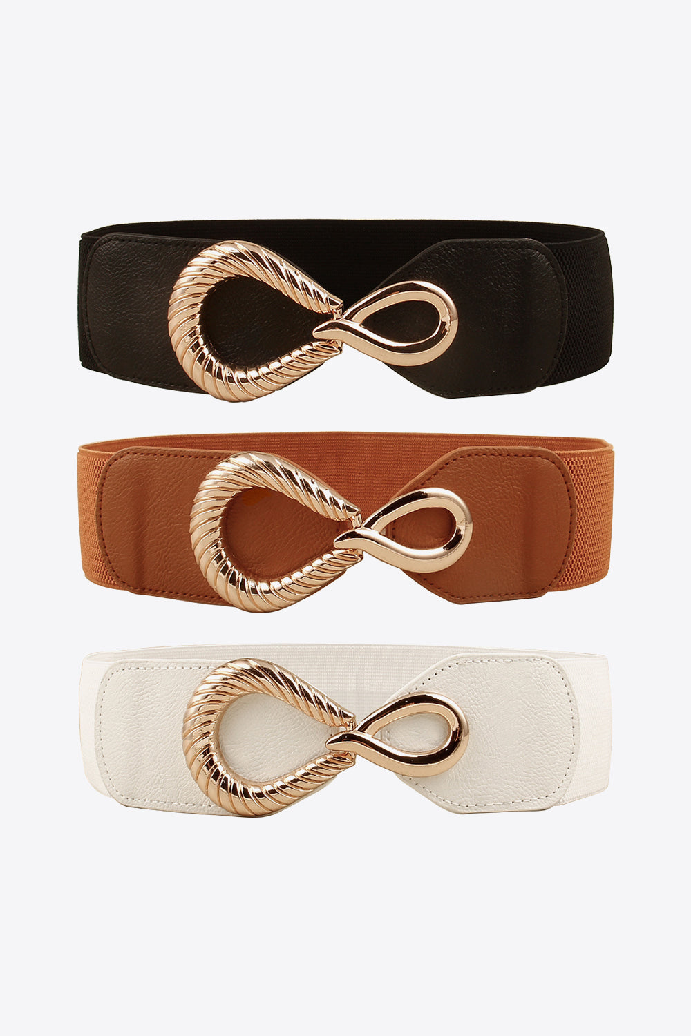 Ribbed Alloy Buckle Elastic Belt-Teresa&#39;s Fashionista LLC