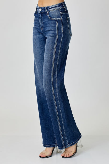 RISEN Mid Rise Straight Jeans-Teresa&#39;s Fashionista LLC