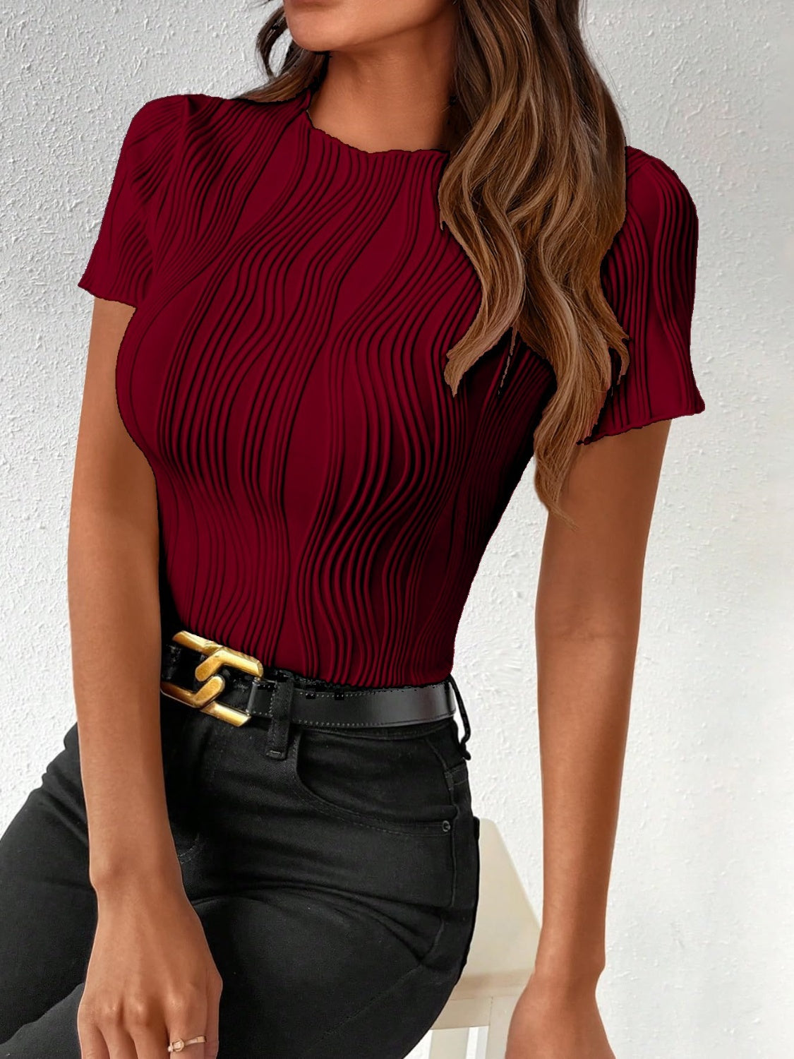 Round Neck Short Sleeve T-Shirt-Teresa&#39;s Fashionista LLC