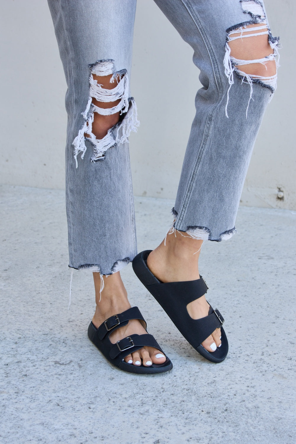 Forever Link Double Buckle Open Toe Sandals-Teresa&#39;s Fashionista LLC