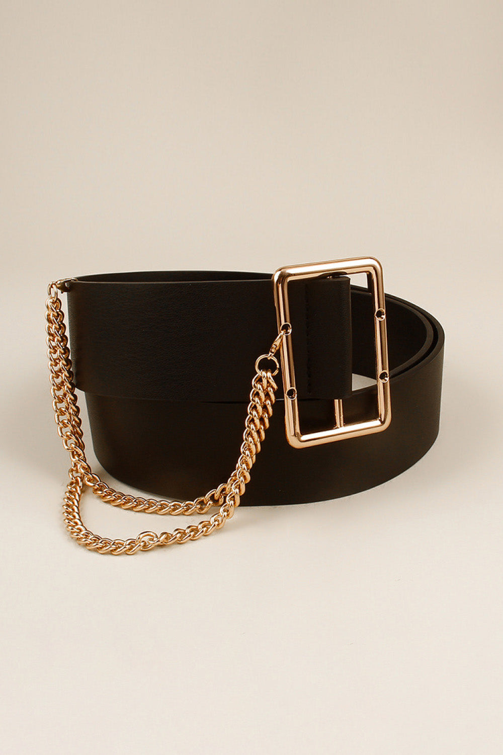 PU Leather Wide Belt with Chain-Teresa&#39;s Fashionista LLC