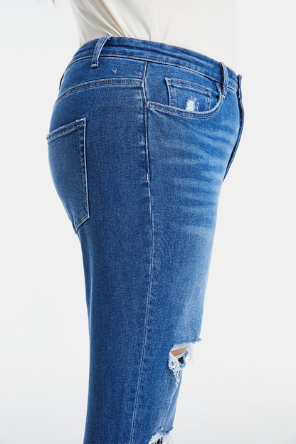 BAYEAS Full Size Distressed High Waist Mom Jeans-Teresa&#39;s Fashionista LLC