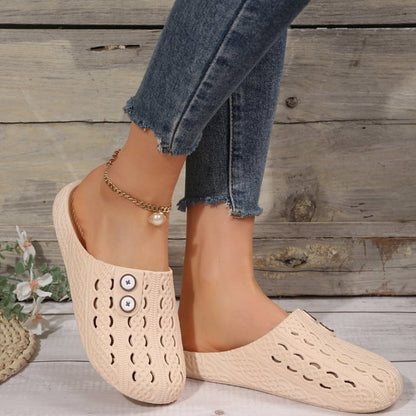 Round Toe PVC Flat Sandals-Teresa&#39;s Fashionista LLC