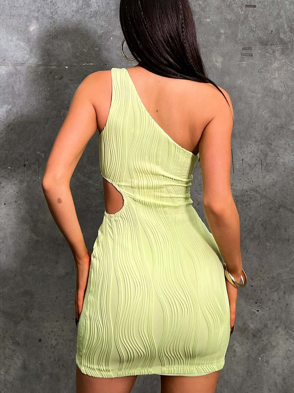 One Shoulder Cutout Mini Dress-Teresa&#39;s Fashionista LLC