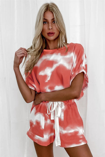 Tie-Dye Round Neck Top and Shorts Set-Teresa&#39;s Fashionista LLC