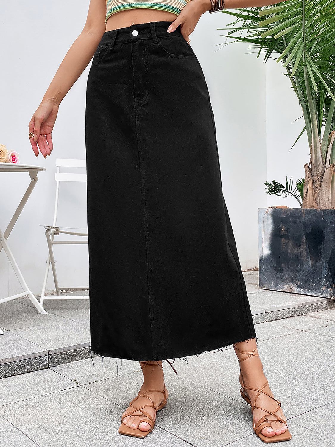 Raw Hem Denim Skirt-Teresa&#39;s Fashionista LLC