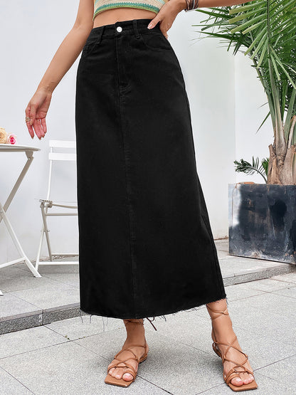 Raw Hem Denim Skirt-Teresa&#39;s Fashionista LLC