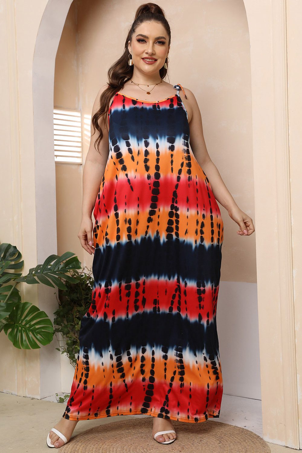 Plus Size Tie-Shoulder Maxi Dress-Teresa&#39;s Fashionista LLC