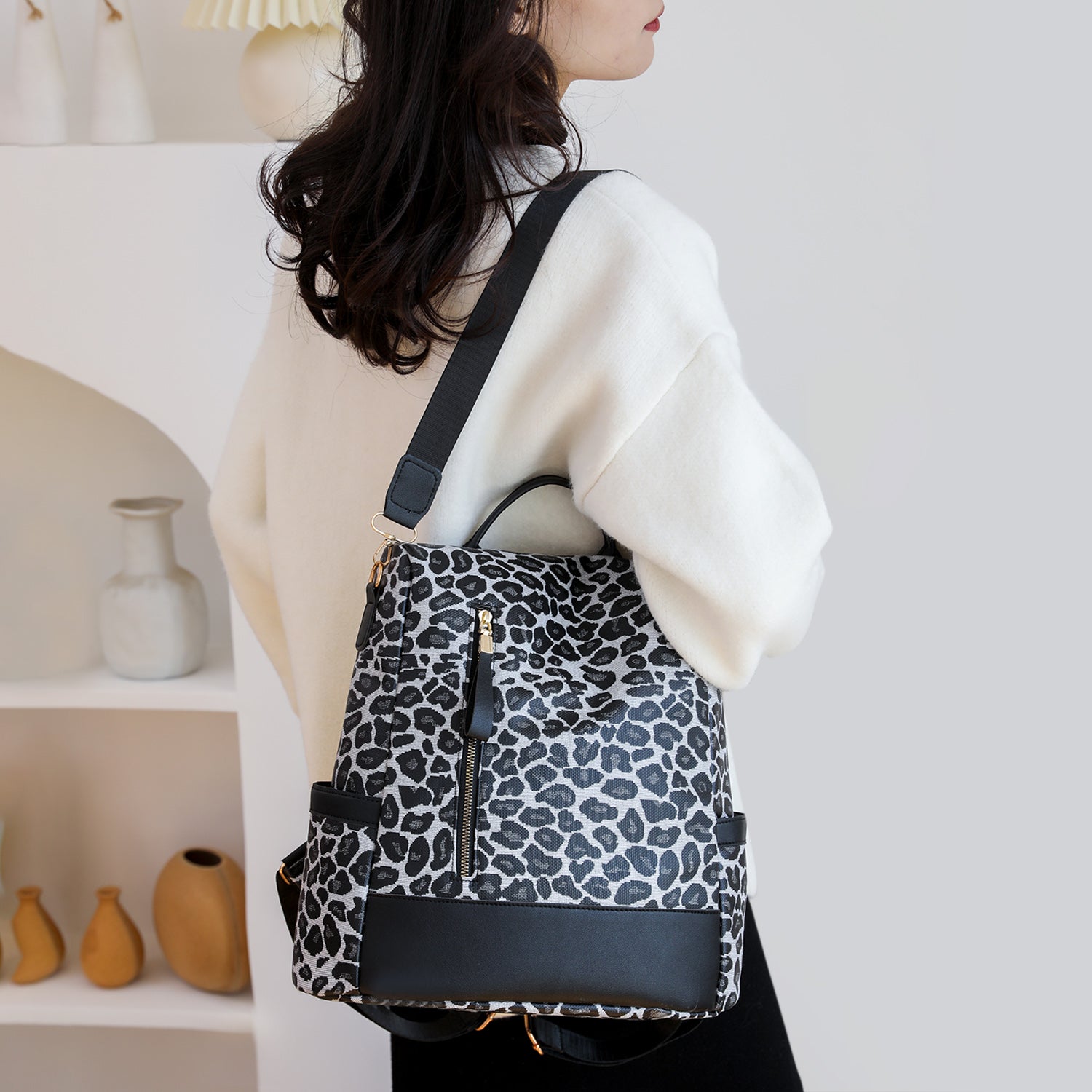 Leopard PU Leather Backpack Bag-Teresa&#39;s Fashionista LLC