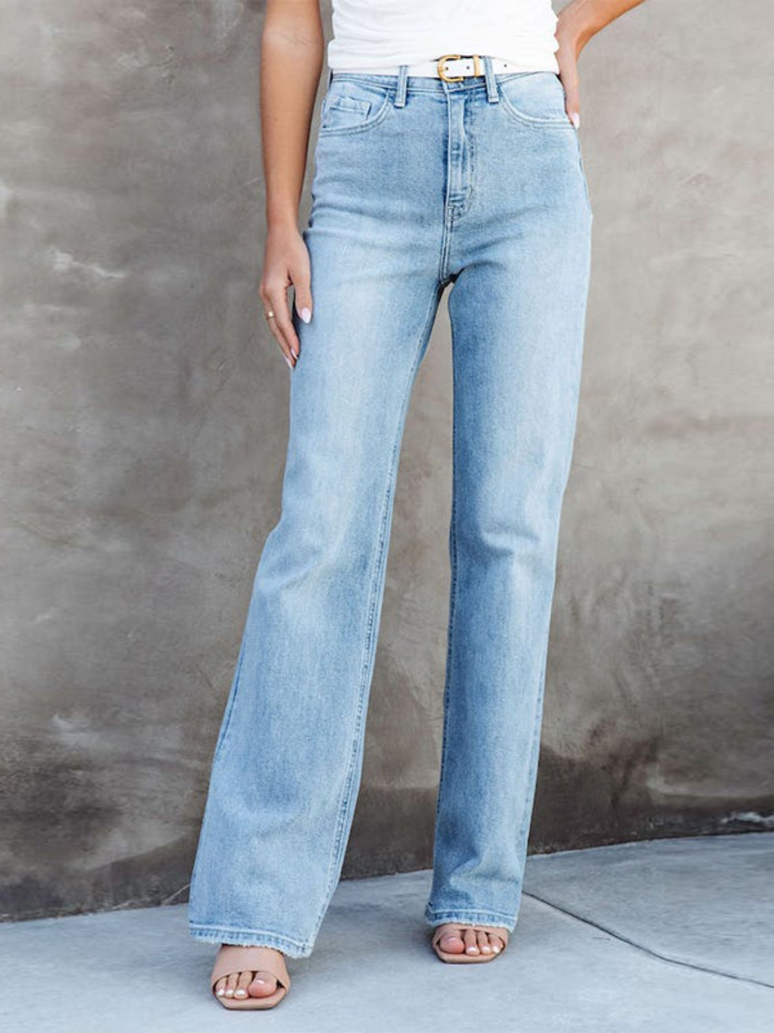 Washed Straight Leg Jeans-Teresa&#39;s Fashionista LLC