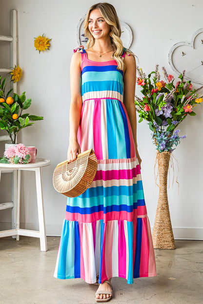 Striped Sleeveless Maxi Dress-Teresa&#39;s Fashionista LLC