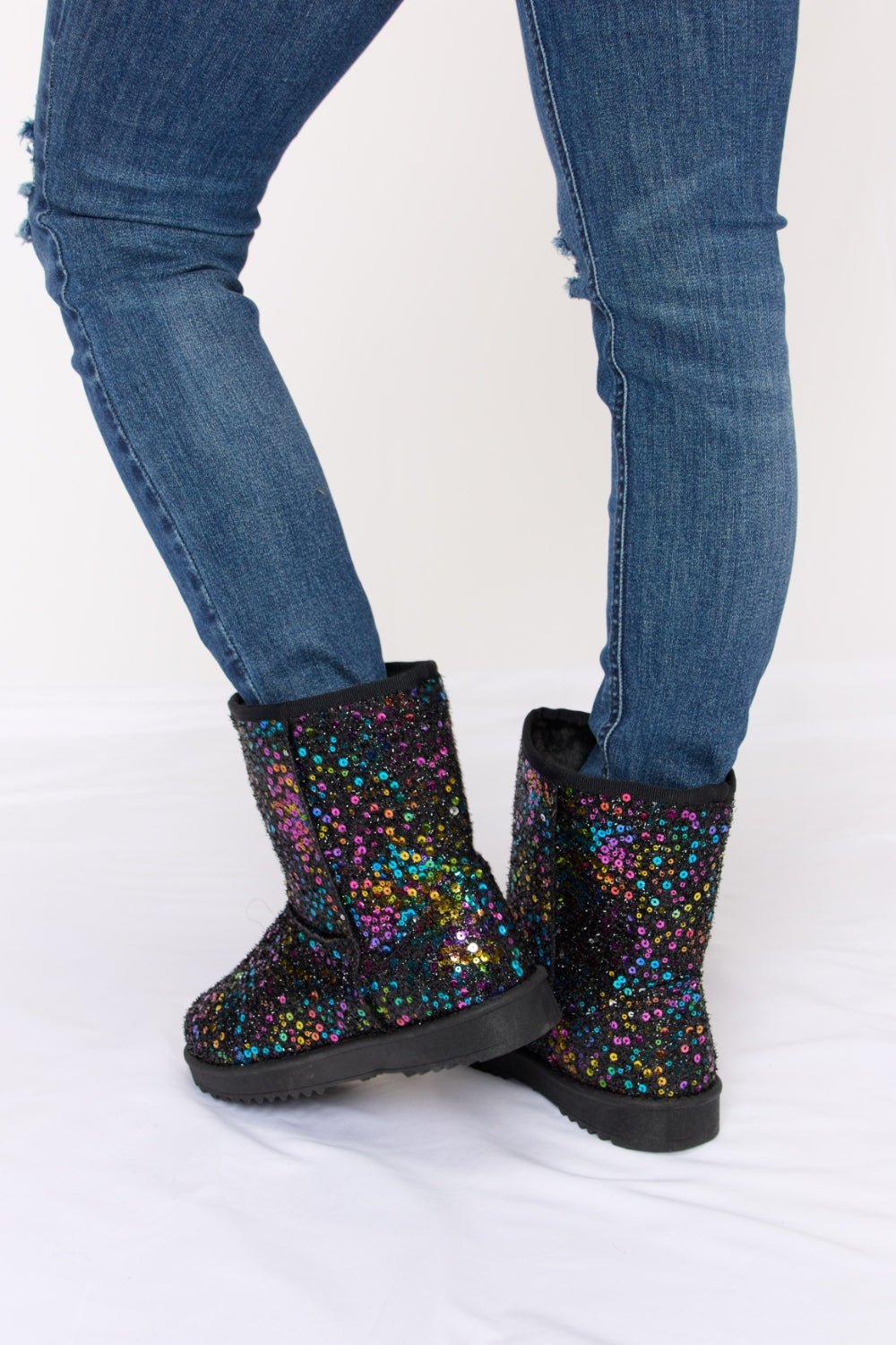 Forever Link Sequin Thermal Flat Boots-Teresa&#39;s Fashionista LLC