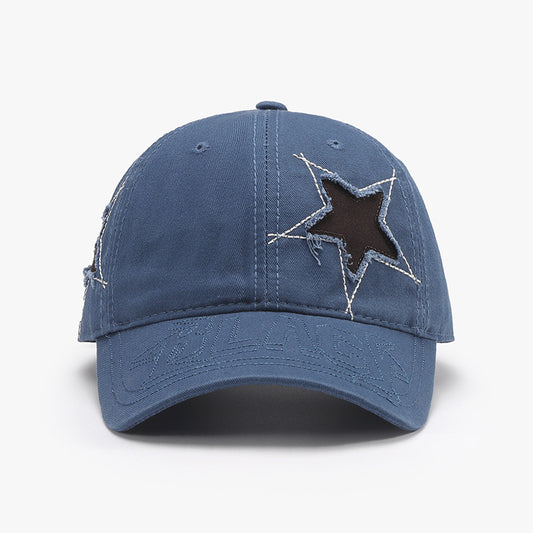 Adjustable Star Raw Hem Cap-Teresa&#39;s Fashionista LLC