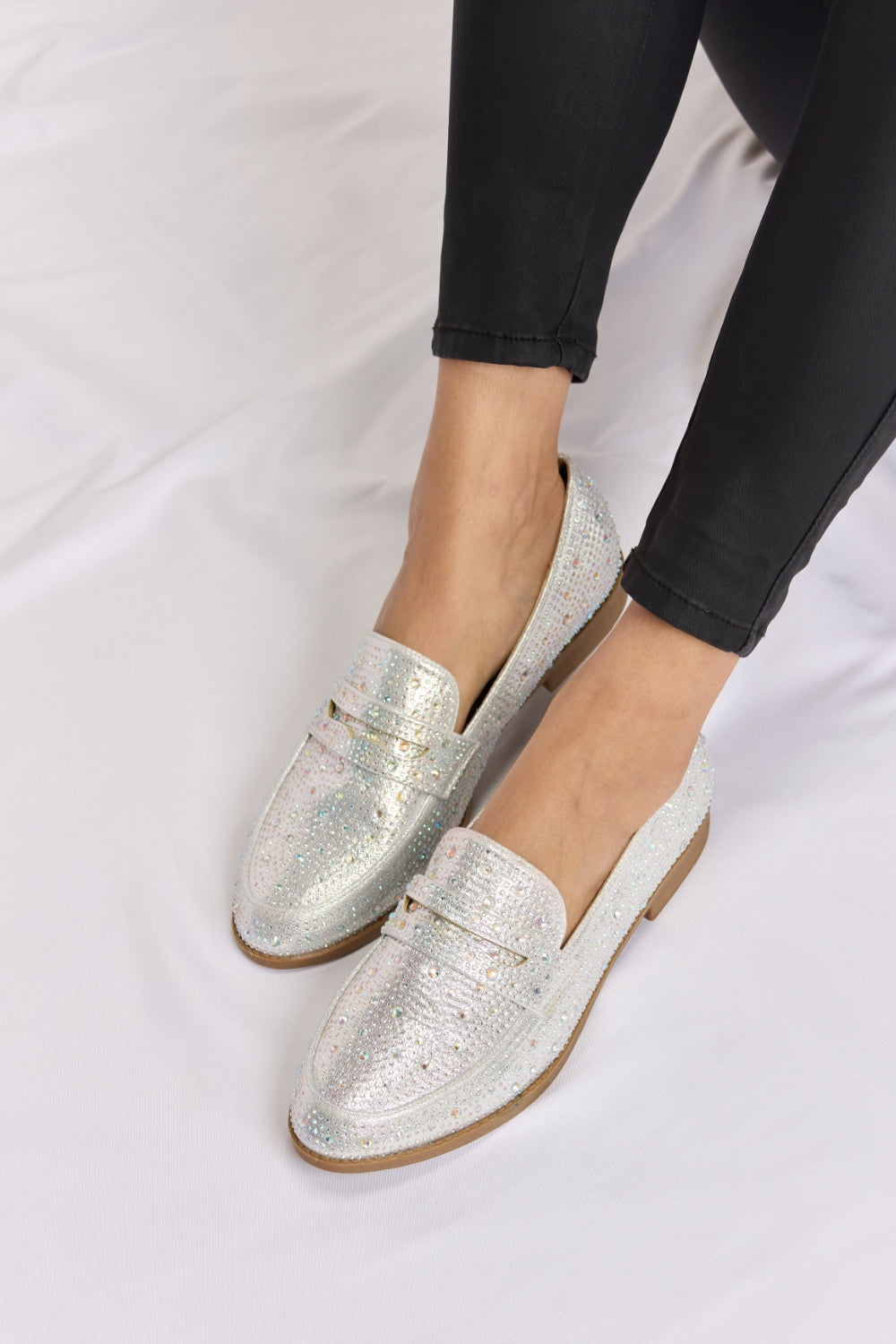 Forever Link Rhinestone Point Toe Loafers-Teresa&#39;s Fashionista LLC