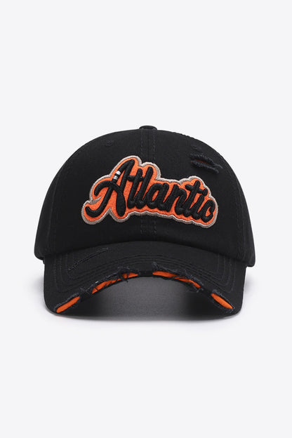 ATLANTIC Graphic Distressed Baseball Cap-Teresa&#39;s Fashionista LLC