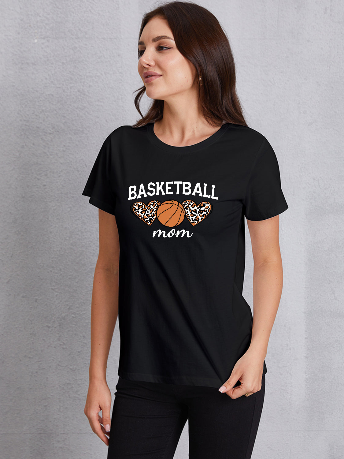 BASKETBALL MOM Round Neck Short Sleeve T-Shirt-Teresa&#39;s Fashionista LLC