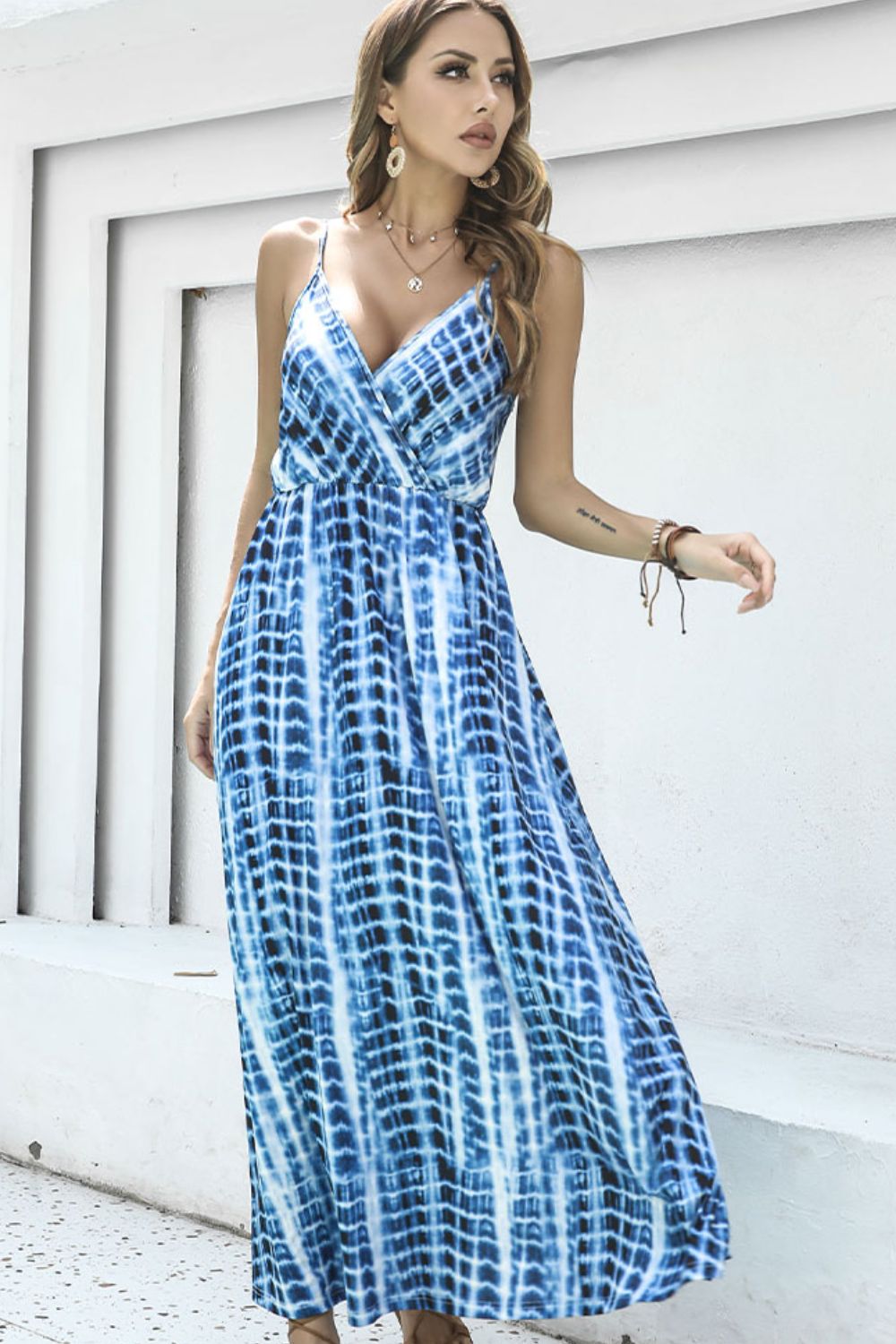 Tie-Dye Spaghetti Strap Maxi Dress-Teresa&#39;s Fashionista LLC