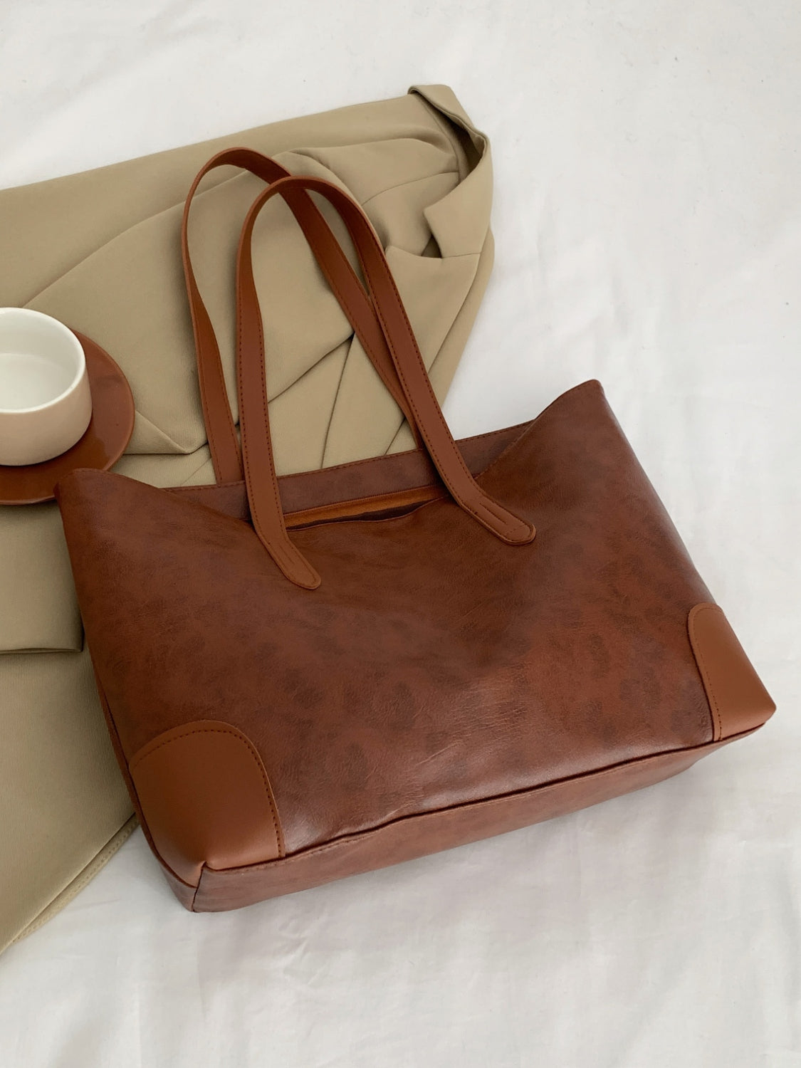 PU Leather Medium Tote Bag-Teresa&#39;s Fashionista LLC