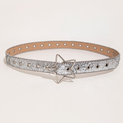 PU Leather Star Shape Buckle Belt-Teresa&#39;s Fashionista LLC