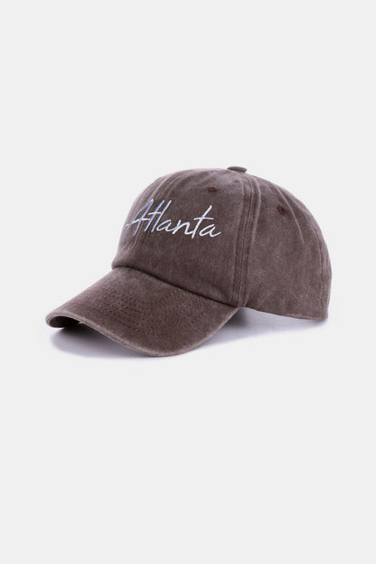 Zenana Washed ATLANTA Embroidered Baseball Cap-Teresa&#39;s Fashionista LLC