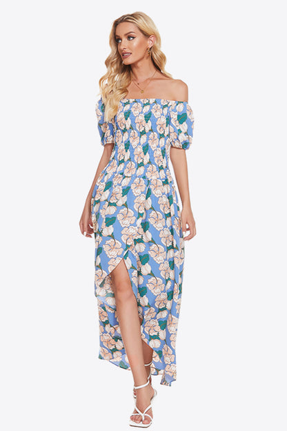 Floral Off-Shoulder Slit Maxi Dress-Teresa&#39;s Fashionista LLC